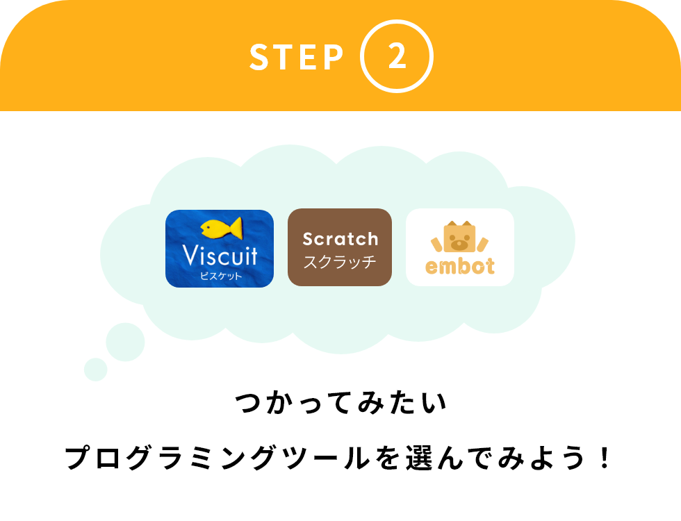 [STEP2]つかってみたいプログラミングツールを選んでみよう！