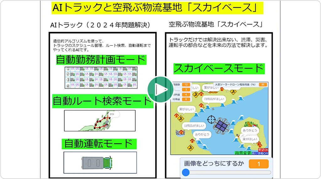 AIトラックと空飛ぶ物流基地「スカイベース」
