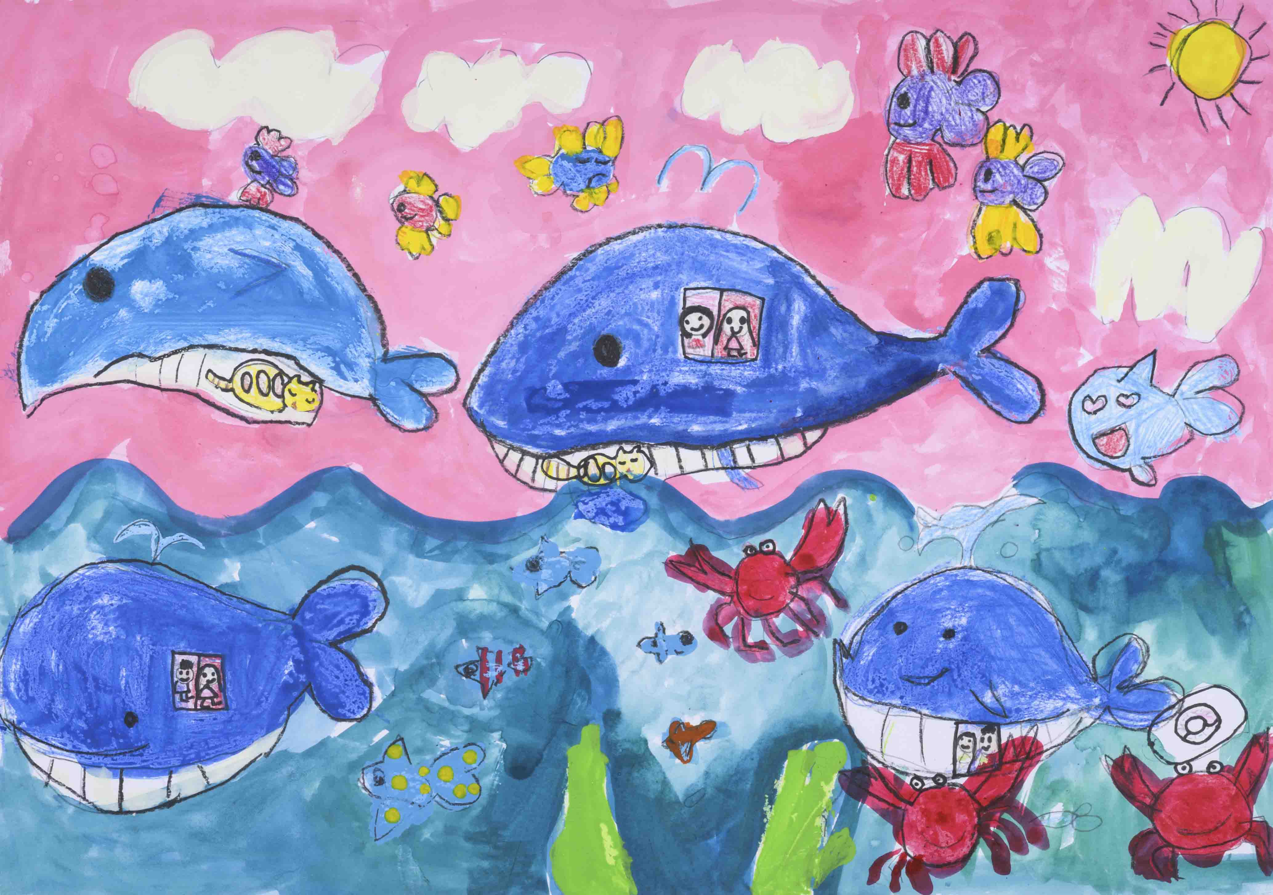 o*i様 「 約束された未来 」｜絵画 原画 抽象画 絵 動物画 ドローイング 墜落する青とオレンジ by 横島 剛 | 現代アートの販売・通販