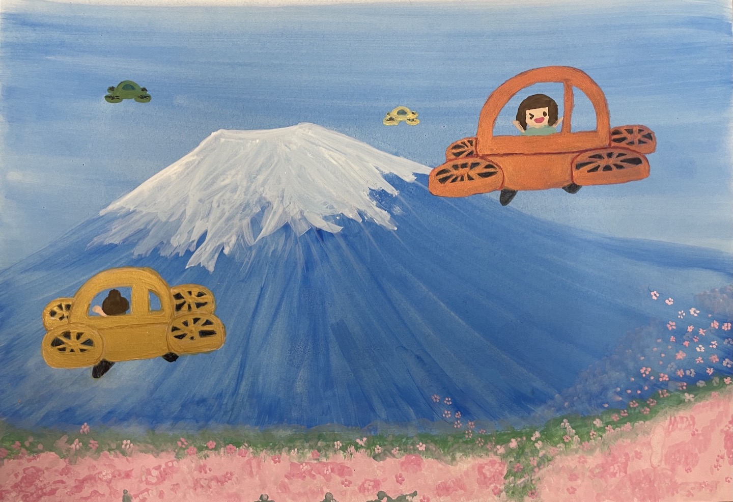 「時を考える人」（未来絵画） 空飛ぶクルマで旅する未来 | 受賞ライブラリー | ドコモ未来ミュージアム